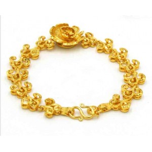 Vietnam gold plated titanium female flower bud head Thai national style retro fashion versatile gold bracelet jewelry