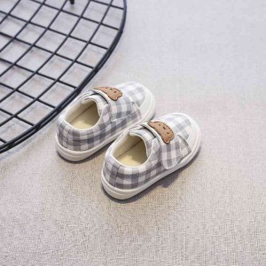 Spring and autumn children&#039;s cartoon single shoes checkered toddlers