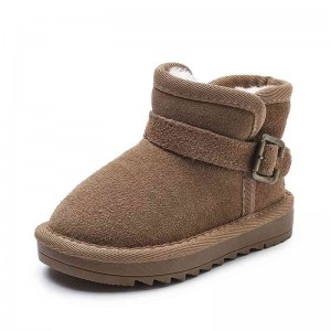 Baby&#039;s leather snow boots soft soled children&#039;s cotton shoes