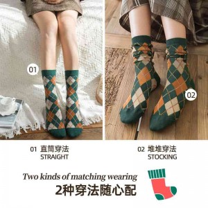 襪子女款中筒堆堆襪秋冬季純棉長襪