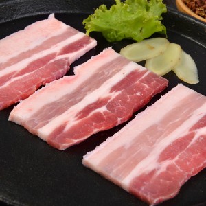 Frozen pork belly slices with skin 500g