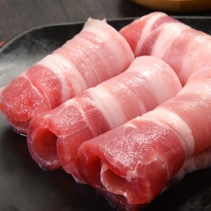 Frozen pork belly slices with skin 500g