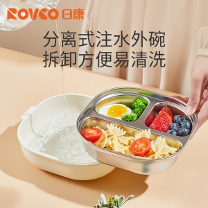 Special water filled insulation bowl for children Stainless steel anti falling and anti scalding children's dining plate