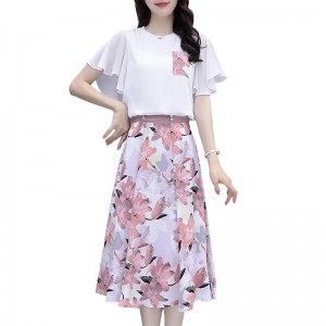 Women&#039;s clothing. Chiffon dress. Medium length chiffon skirt. Broken flower skirt