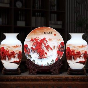 景德镇陶瓷 粉彩瓷花瓶 客厅摆件  装饰品