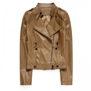 Women&#039;s clothing. Coat. A short paragraph. The collar. Leather jacket. Motorcycle leather jacket