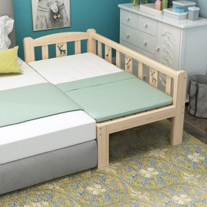 Crib with guardrail crib wide splined bed reinforced three side guardrail without ladder style