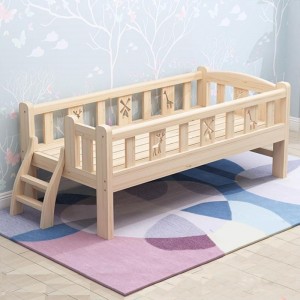 Crib with guardrail crib wide splined bed reinforced three side guardrail without ladder style
