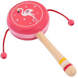 紅色撥浪鼓搖鼓玩具嬰幼兒聽力抓握訓練安撫玩具