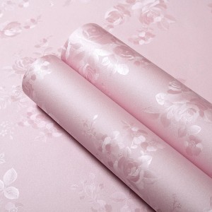 Wallpaper self-adhesive background color film decorative sticker mildew proof silver white rose
