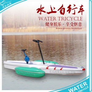 玻璃鋼水上自行車單車脚踏船單人腳踏車加厚戶外水上單人自行車