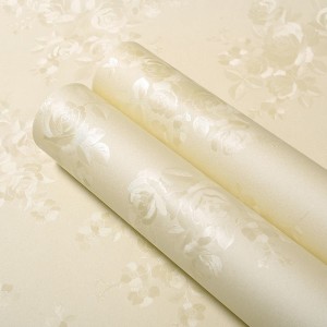 Wallpaper self-adhesive background color film decorative sticker mildew proof silver white rose