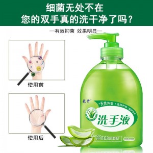 芦荟洗手液清香型消毒保湿按压瓶儿童家用家庭装瓶 500g