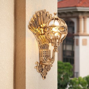 European outdoor wall lamp, Outdoor balcony lamp, waterproof LED lamp, wall lamp, peacock wall lamp, bronze (LED lamp)