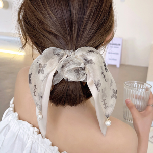 High class elegant ribbon hairband summer delicate bow ponytail headband French temperament hair rope headdress