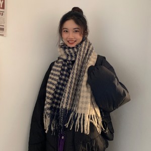 스카프 여성 양면 한국 2022 신상 백합 두께 보온 숄 가을겨울 학생 숄 목도리 