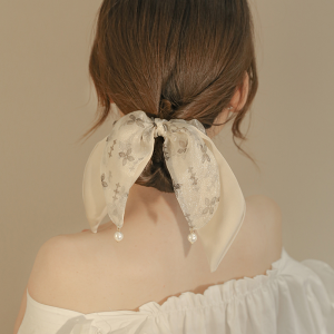 High class elegant ribbon hairband summer delicate bow ponytail headband French temperament hair rope headdress