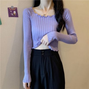 修身长袖打底衫针织衫女春秋季薄款