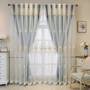 High grade embroidered embossed double-layer atmospheric curtain