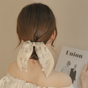 High class elegant ribbon hairband summer delicate bow ponytail headband French temperament hair rope headdress