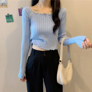修身长袖打底衫针织衫女春秋季薄款