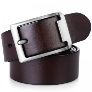 Leather belt, male cowhide belt, pin buckle, male casual leather pants, male 1101 belt, gift box, dark coffee color