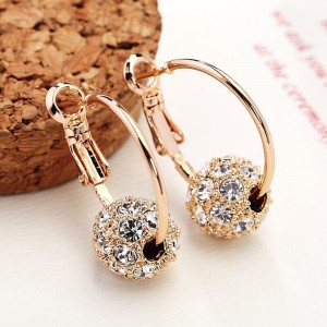 Round Earrings Female Student Korean Version Simple Personality Silver Needle Earrings Female Fashion Short Earrings Small Earrings Silver Ear Pendant Female ED130 Rose Gold White Diamond