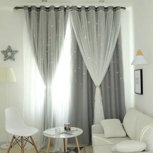 Modern Nordic style star style double layer sunscreen curtains for shading