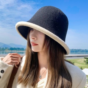 British Fisherman&#039;s Hat Women&#039;s Autumn and Winter Knitted Woolen Hat Sunscreen Sunshade Casual Versatile Korean Small Basin Hat