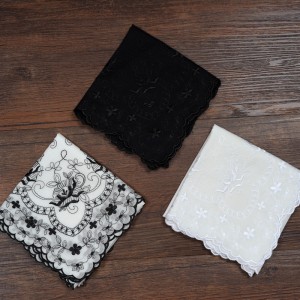 High count Sweat Wiping Handkerchief Retro Style Double sided Embroidery Light and Luxury Cotton