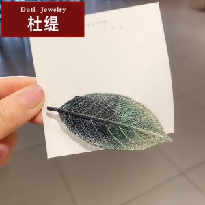 刺繡樹葉劉海夾BB夾優雅漸變碎髮夾側邊夾髮卡