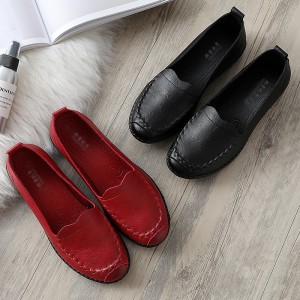 Mother&#039;s shoes, single shoes, women&#039;s leather shoes, flat soled, casual, middle-aged and elderly women&#039;s shoes