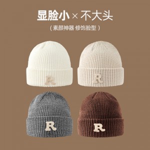 New woolen hat for men, versatile, warm in autumn and winter, embroidered knitted hat ins, fashion brand, couple, cold hat for women