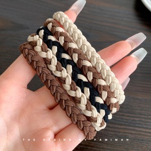 Milky coffee colored headband for women with simple temperament, rubber band for binding hair, high elasticity, durable and high-grade hairband
