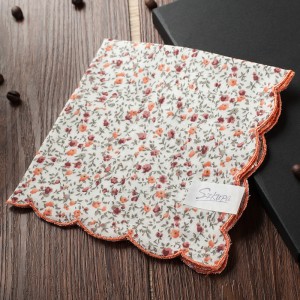 Double cotton yarn crushed flowers, pure cotton-edged small handkerchief, lace ladies handkerchief