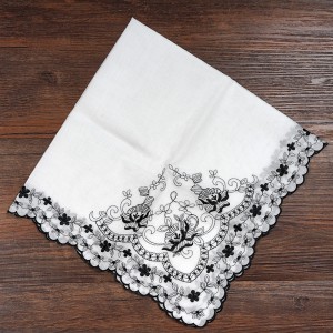 High count Sweat Wiping Handkerchief Retro Style Double sided Embroidery Light and Luxury Cotton