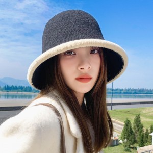 British Fisherman&#039;s Hat Women&#039;s Autumn and Winter Knitted Woolen Hat Sunscreen Sunshade Casual Versatile Korean Small Basin Hat