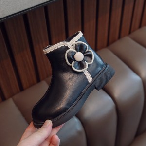 Winter girls&#039; boots Soft leather children&#039;s martin boots