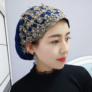 Women&#039;s Baotou Hat Hui Nationality Hat Headband Hat Summer Thin Scarf Cap Fashion Baotou Hat Navy