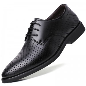 Lightweight breathable lace up business casual leather shoes hollow shoes for men