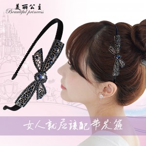 Adult Hair Jewelry Rhinestone Double layer Fine Hair Band Head Band Hair Clip Hairline Front Clip Top Clip Headwear