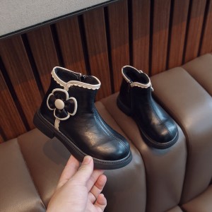 Winter girls&#039; boots Soft leather children&#039;s martin boots