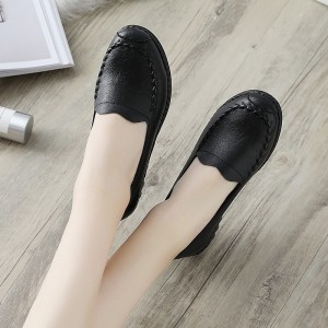 Mother&#039;s shoes, single shoes, women&#039;s leather shoes, flat soled, casual, middle-aged and elderly women&#039;s shoes