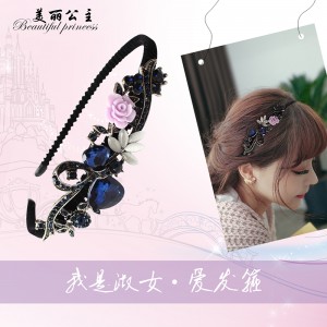 Adult Hair Jewelry Rhinestone Double layer Fine Hair Band Head Band Hair Clip Hairline Front Clip Top Clip Headwear