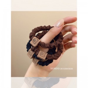 4 large ground color bear headbands for female autumn and winter, sweet leather tendons, hair ropes, ponytail hair loops
