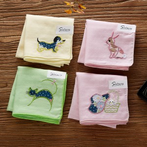 Pure cotton handkerchief embroidered with double-layer yarn and solid color patch cloth