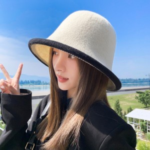 British Fisherman&#039;s Hat Women&#039;s Autumn and Winter Knitted Woolen Hat Sunscreen Sunshade Casual Versatile Korean Small Basin Hat