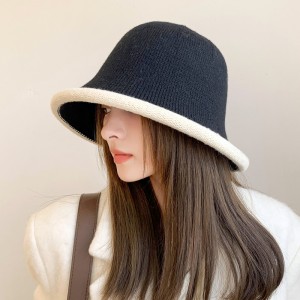 British Fisherman&#039;s Hat Women&#039;s Autumn and Winter Knitted Woolen Hat Sunscreen Sunshade Casual Versatile Korean Small Basin Hat