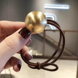 Metal brushed round ball hair string women&#039;s simple and versatile braided hair leather cover