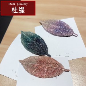 刺繡樹葉劉海夾BB夾優雅漸變碎髮夾側邊夾髮卡